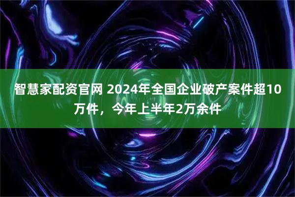 智慧家配资官网 2024年全国企业破产案件超10万件,今年上半年2万余件